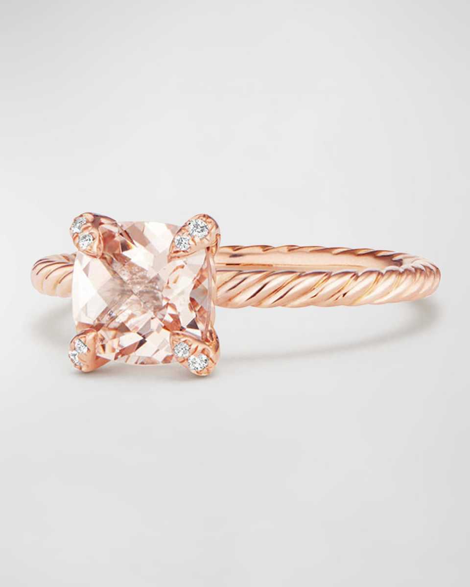 Chatelaine 7mm Rose Gold Ring with Morganite & Diamonds